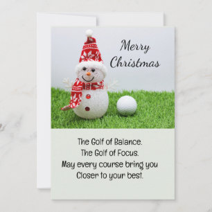 Golfball mit Snowman Golfer Weihnachtsfeiertag Feiertagskarte