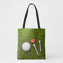 Golfball mit T-Shirts und Herz-Liebe Tote Beutel B