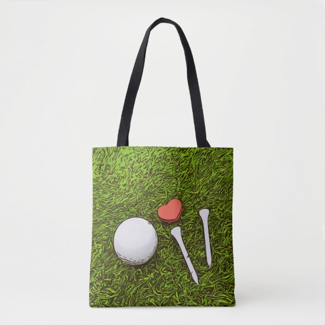 Golfball mit T-Shirts und Herz-Liebe Tote Beutel B (Vorderseite)
