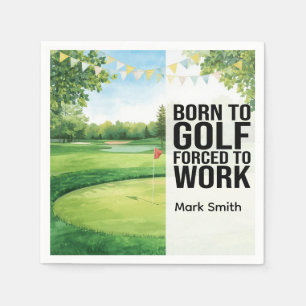 Golfball mit Tee Golfer Born to Golf Geburtstag Serviette