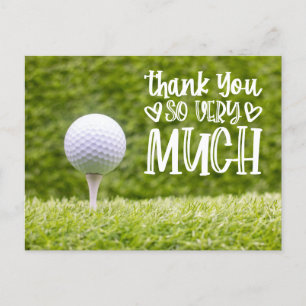 Golfball mit Thank you so much auf grünem Gras Postkarte