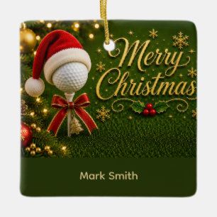 Golfball mit Weihnachtsthema Keramikornament