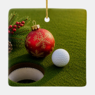 Golfball mit Weihnachtsthema Keramikornament