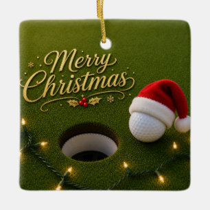 Golfball mit Weihnachtsthema Keramikornament