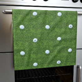 Golfball-Monogramm Grüner Golfer Küchenhandtuch Geschirrtuch