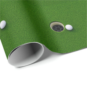 Golfball neben Loch auf grünem Rasen Golfplatz Geschenkpapier