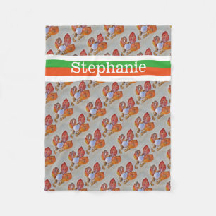 Golfball Personalisiert mit Namen orange und grün Fleecedecke