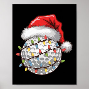 Golfball-Santa-Hut-Christbaum-Lichter Golfen Poster