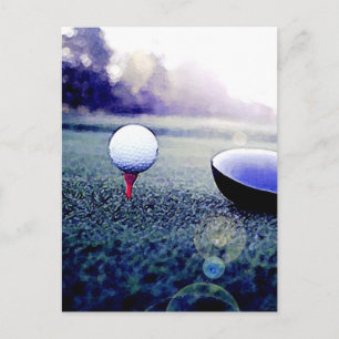 Golfball & Schläger Postkarte