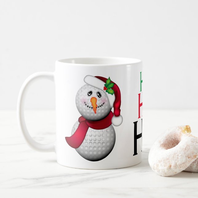 Golfball-Schneemann-Sankt-Weihnachten Kaffeetasse (Mit Donut)