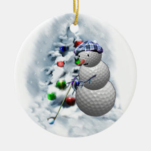Golfball-Schneemann-Weihnachten Keramikornament