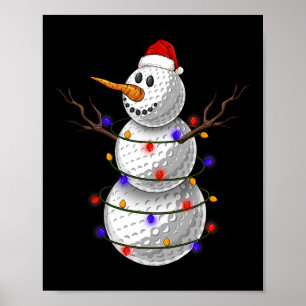 Golfball-Schneemann Weihnachtslichter Lustiger Sch Poster