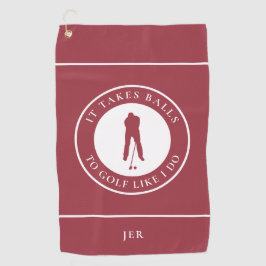 Golfball Spaß Golfer Sport Pub Monogram Red Golfhandtuch