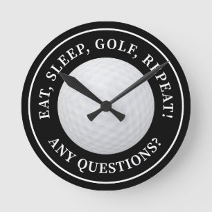 Golfball-Sport-Golf-Zitat Modern Lustig Schwarz Runde Wanduhr