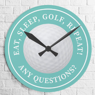 Golfball-Sport-Golf-Zitat Modern Lustig Türkis Runde Wanduhr