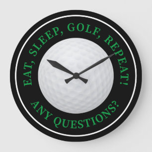 Golfball Sport Golf Zitat Modern Schwarz Grün Große Wanduhr