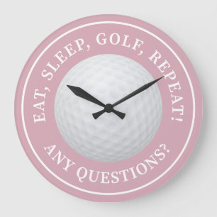 Golfball-Sport Moderne Golf-Zitat Trend-Pink Große Wanduhr