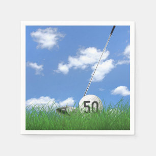 Golfball und Club zum 50. Geburtstag Serviette