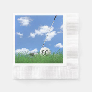 Golfball und Club zum 80. Geburtstag Serviette