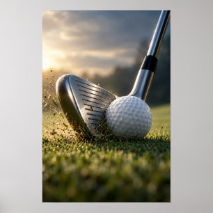 Golfball- und Eisenschläger-Wandkunst – Dramatisch Poster