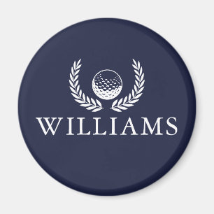 Golfball und Kranz mit individuellem Namen in Navy Magnet