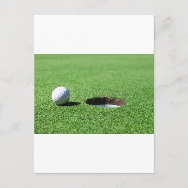 Golfball und Loch Postkarte (Vorderseite)