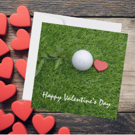 Golfball und Rotes Herz mit Liebe Valentinstag Feiertagskarte