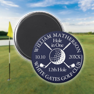 Golfball und Schläger in Navyblau (Hole-in-One) Magnet
