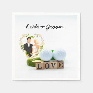 Golfball und T-Shirt mit LIEBE Golfer Wedding Serviette