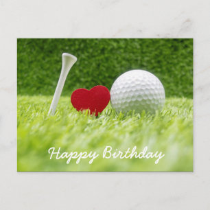 Golfball und Tee auf Grün mit Liebe Postkarte