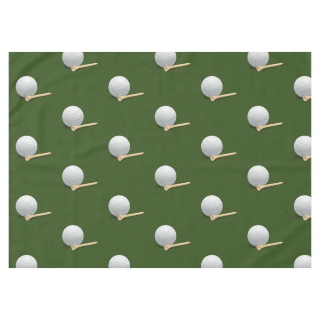 Golfball und Tee auf grünem Gras Tischdecke (Vorderseite (Horizontal))