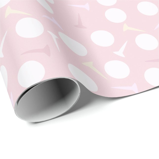 Golfball- und Tee-Muster Hellrosa Geschenkpapier (Rolleneckpunkt)