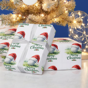 Golfball und Weihnachtsmannmütze für Golfer Weihna Geschenkpapier
