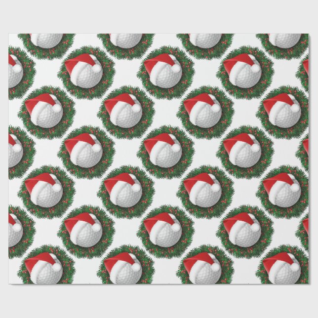 Golfball- und Weihnachtsmannmütze-Geschenkpapier Geschenkpapier (Flach)