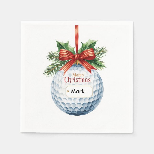 Golfball Weihnachtsthema Serviette (Vorderseite)