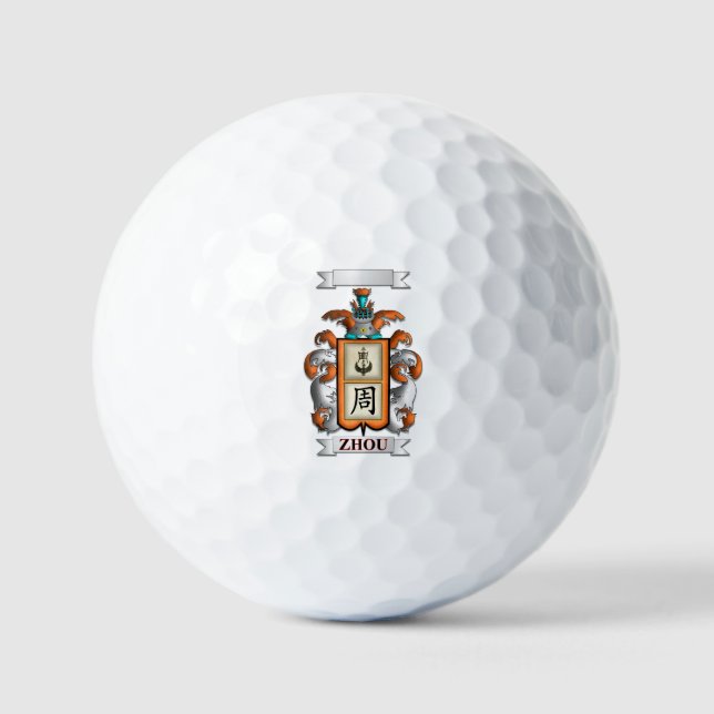 Golfball Zhou Nachname und Schild (Vorderseite)