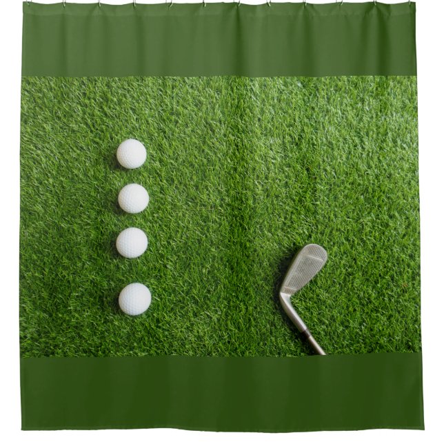 Golfbälle auf grünem Gras Duschvorhang (Vorderseite)