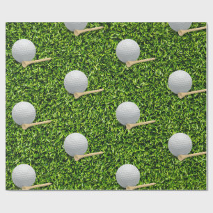 Golfbälle auf grünem Gras Hintergrund Geschenkpapier