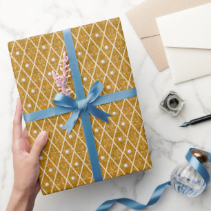 Golfbälle & Schläger Argyle auf dunklem Gelb Geschenkpapier