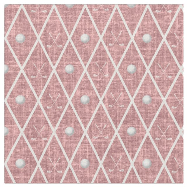Golfbälle & Schläger Argyle auf Rosenpink Stoff (Nahaufnahme)