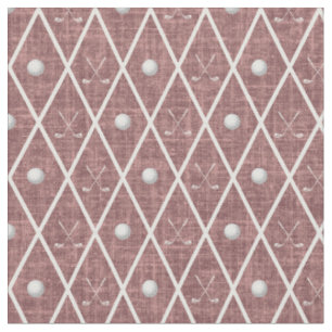Golfbälle & Schläger Argyle auf Rosewood Pink Stoff
