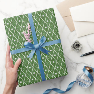 Golfbälle & Schläger Argyle auf Smaragdgrün Geschenkpapier