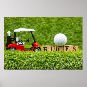 Golfbälle sind auf grünem Gras Poster