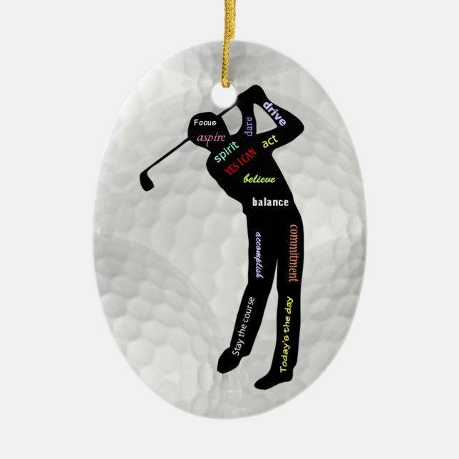 Golfbälle und Motivierend Golfworte Keramik Ornament (Vorne)