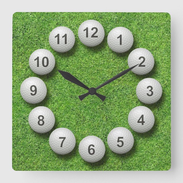 GolfbälleTimepiece Quadratische Wanduhr (Vorderseite)
