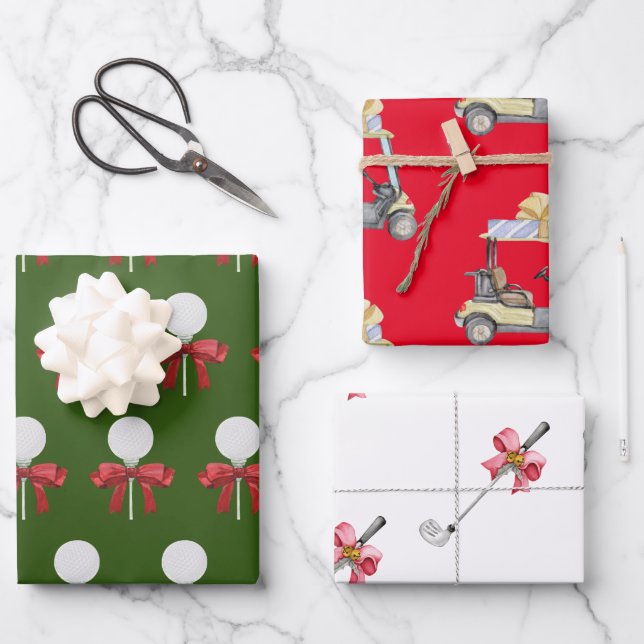 Golfballkarren Eisen für Golfer Geschenkpapier Set (Vorderseite)