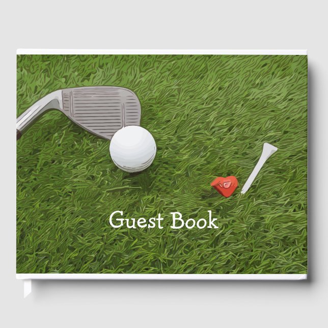 Golfbuchgolfball und Tee mit Liebe Gästebuch (Vorderseite)