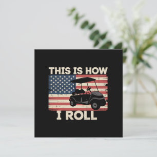 Golfcart-Fahrer So rolle ich Amerikanische Flagge Einladung