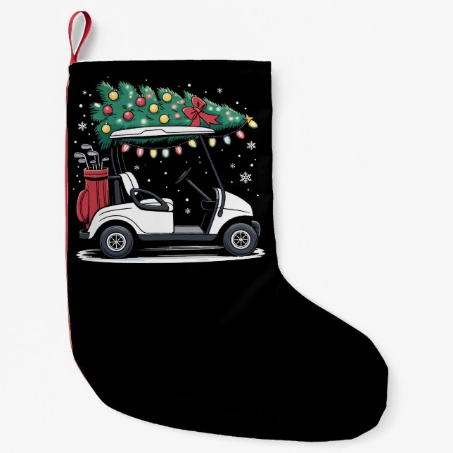 Golfcart-Weihnachtsbaumlichter Xmas-Sportgolfer Kleiner Weihnachtsstrumpf (Vorderseite)