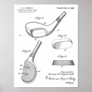 Golfclub-Kopf-Geschmacksmuster-Kunst-Druck 1922 Poster